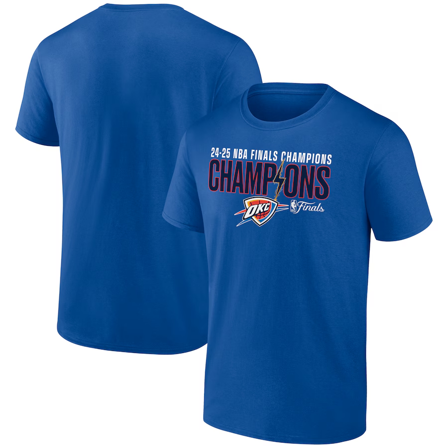 Men 2025 NBA Oklahoma City Thunder blue T shirt style 4